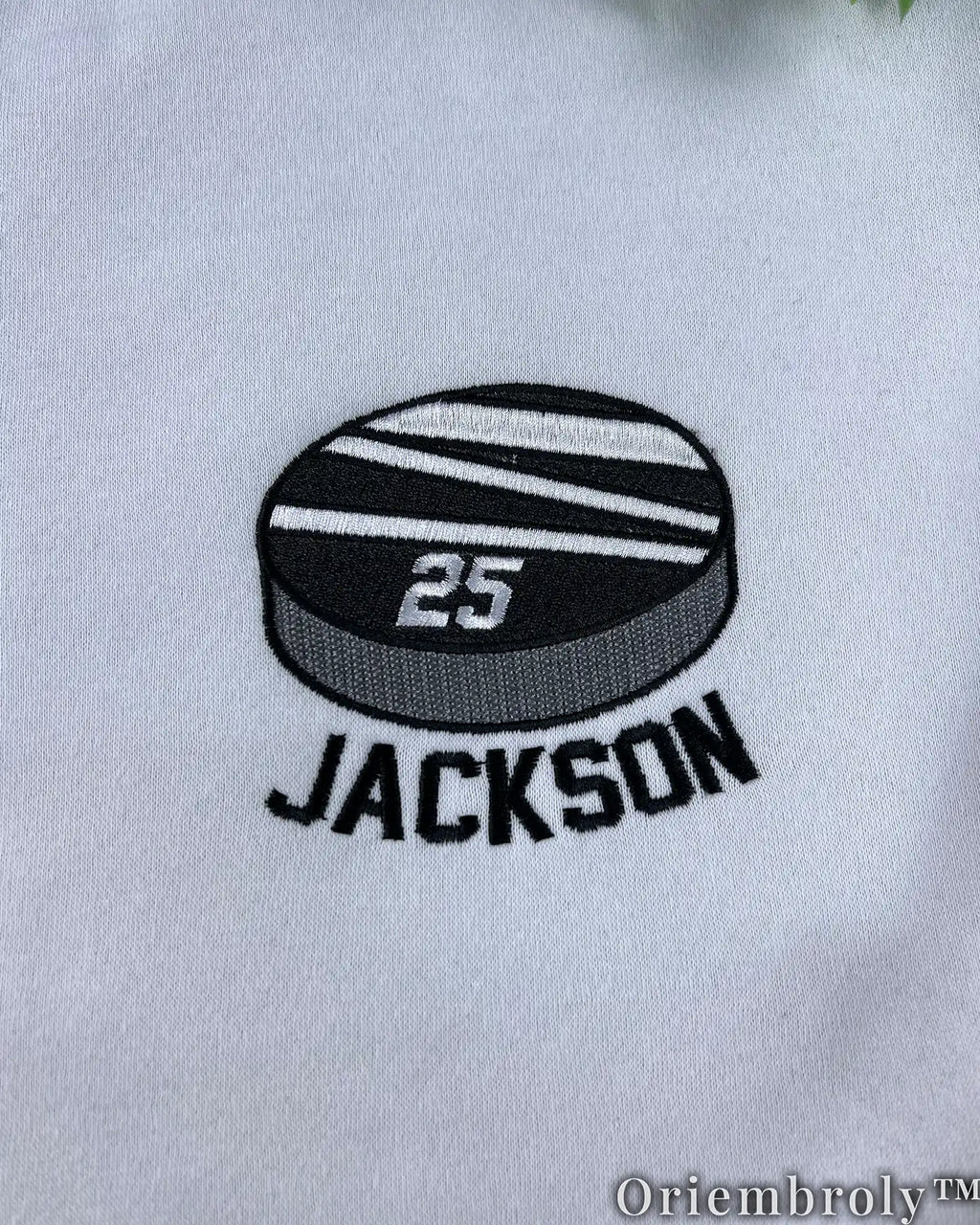 Custom Hockey Puck Embroidered Sweatshirt, Personalized Name Number Crewneck, Hockey Player Gift, Hockey Mom Sweater