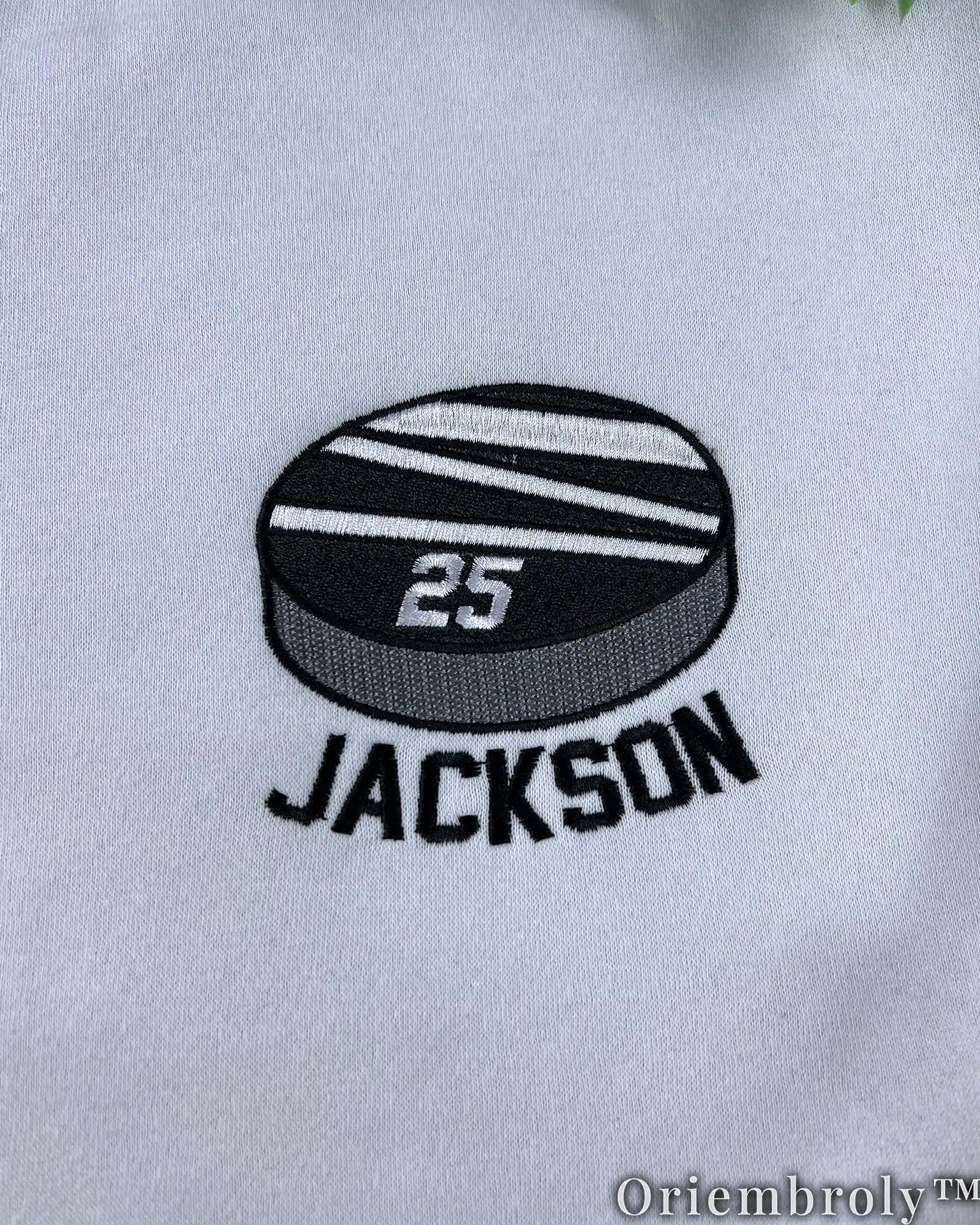 Custom Hockey Puck Embroidered Sweatshirt, Personalized Name Number Crewneck, Hockey Player Gift, Hockey Mom Sweater