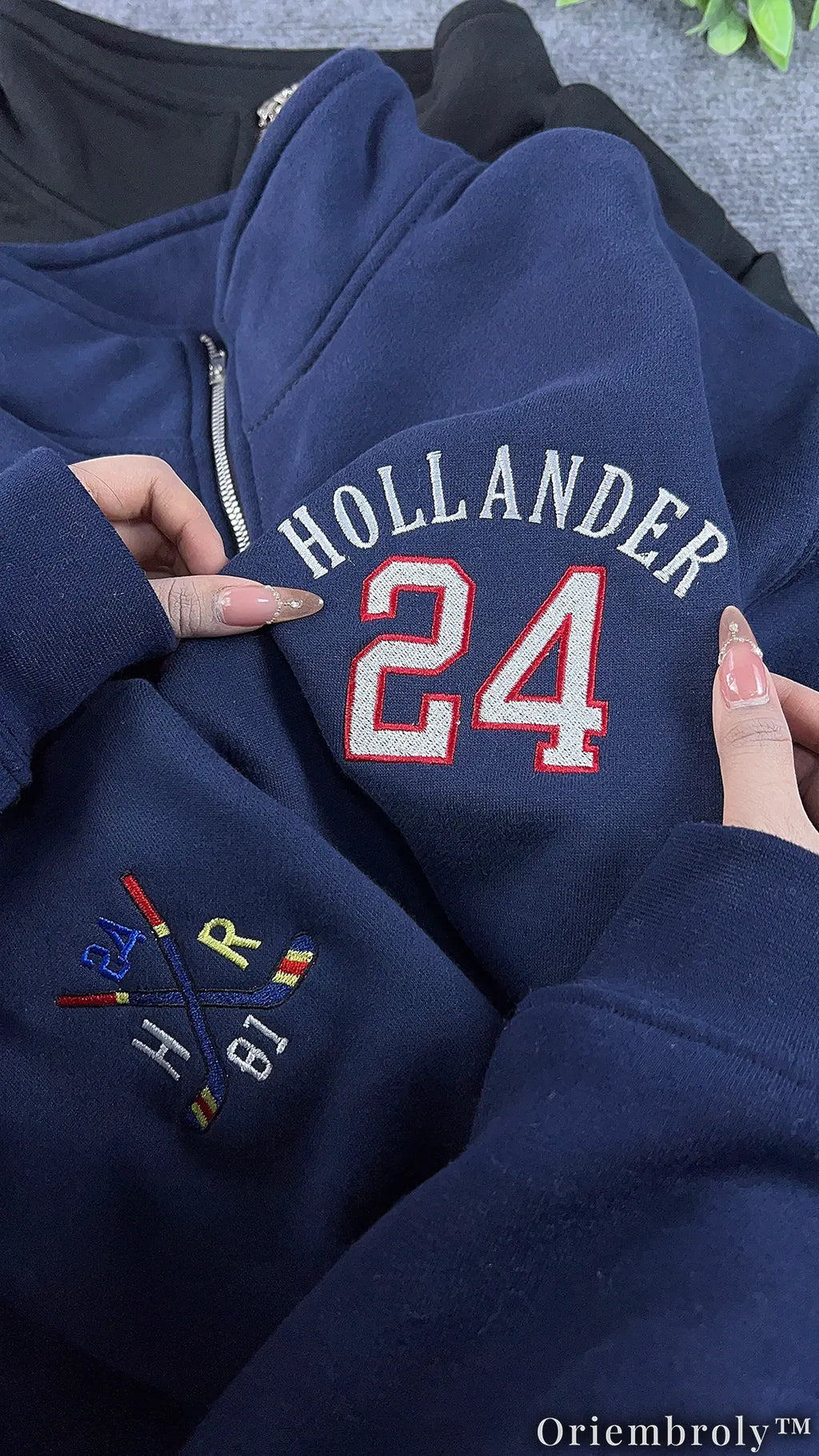 Embroidered Hockey Romance Quarter Zip | Varsity Ice Rink Fleece Pullover