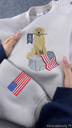 Dog Embroidered Sweatshirt | Cozy Unisex Fleece Crewneck for Dog Lovers