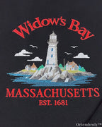 Widow's Bay Massachusetts Coastal Lighthouse Embroidered Black Sweatshirt