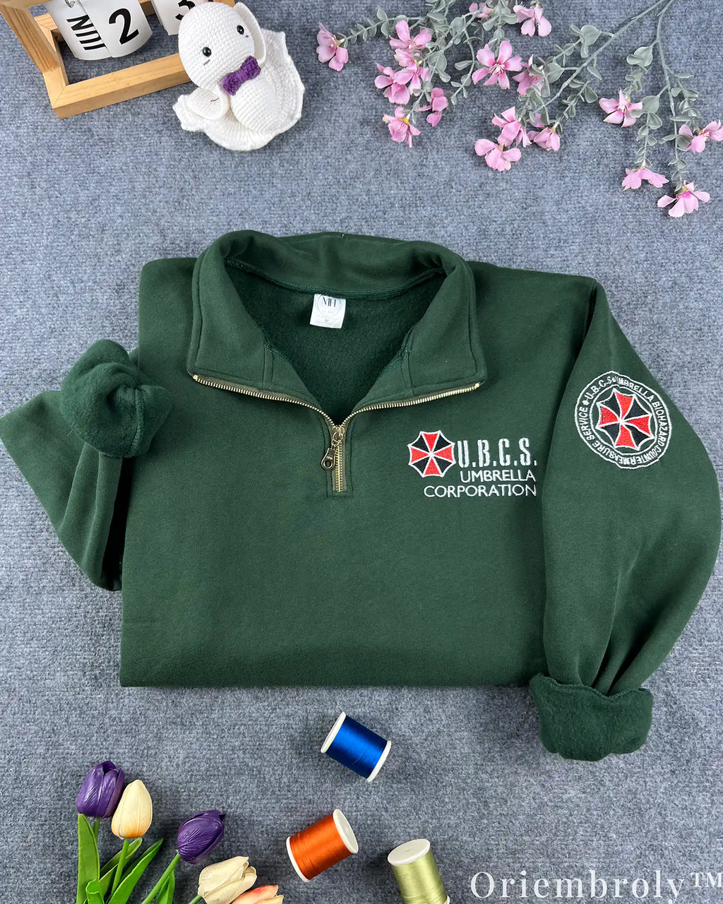 Resident Evil Umbrella Corp UBCS Embroidered Quarter Zip – Biohazard Tactical Pullover