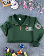 Resident Evil Umbrella Corp UBCS Embroidered Quarter Zip – Biohazard Tactical Pullover