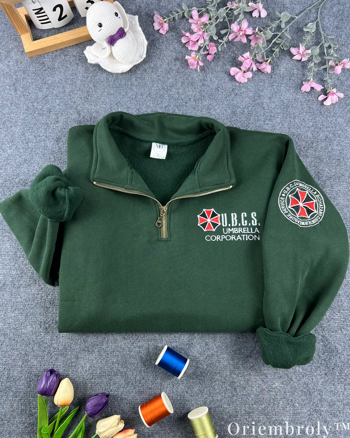 Resident Evil Umbrella Corp UBCS Embroidered Quarter Zip – Biohazard Tactical Pullover