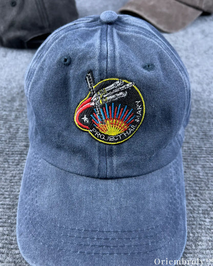 Hail Mary Mission Inspired Embroidered Vintage Washed Dad Hat – Sci-Fi Minimal Statement Cap
