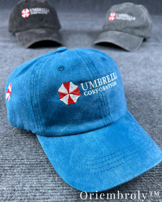 Umbrella Corporation Inspired Embroidered Vintage Washed Dad Hat – Dark Minimal Statement Cap