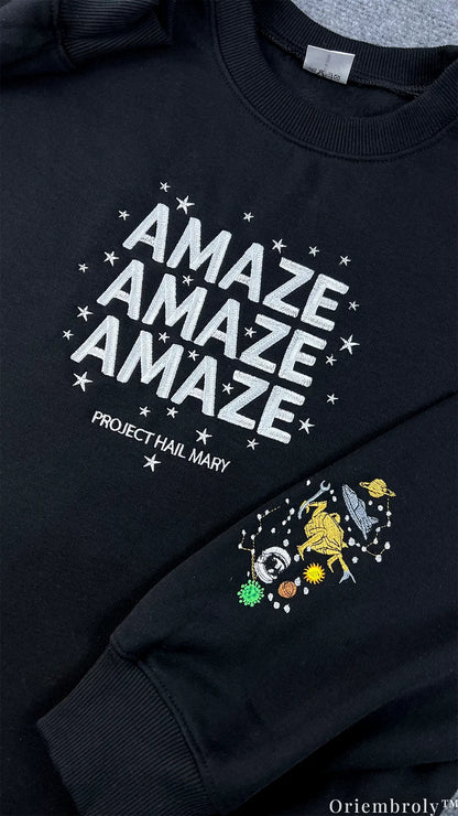 Project Hail Mary Amaze Embroidered Sweatshirt – Rocky Alien Sci-Fi Crewneck
