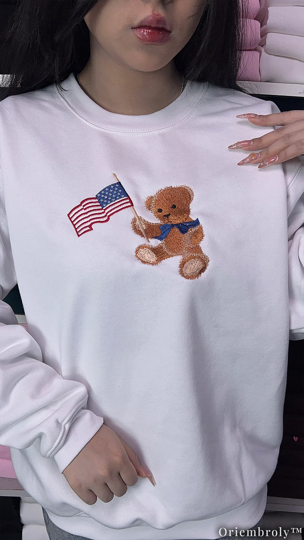 American Teddy Bear Toddler Youth Embroidered Crewneck
