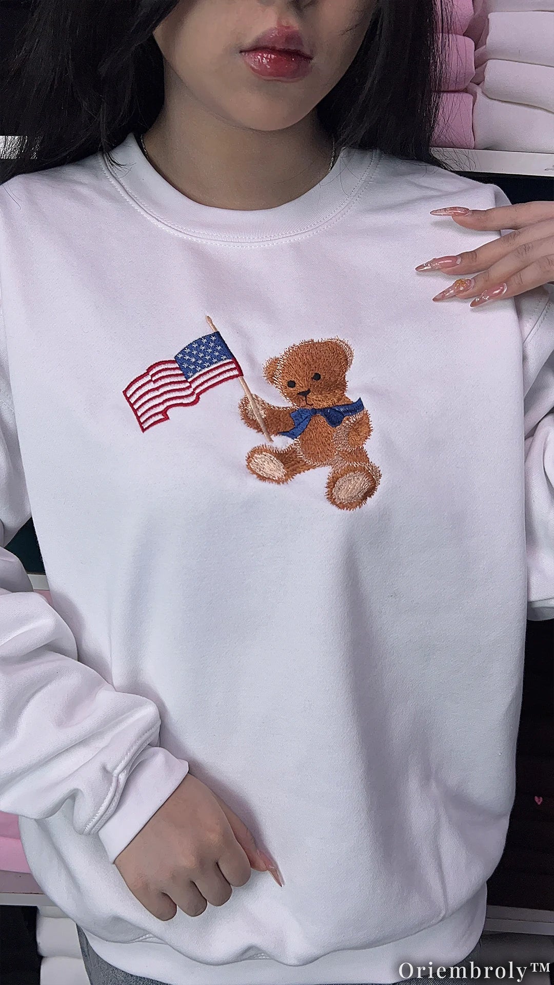 American Teddy Bear Toddler Youth Embroidered Crewneck