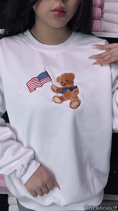 American Teddy Bear Toddler Youth Embroidered Crewneck