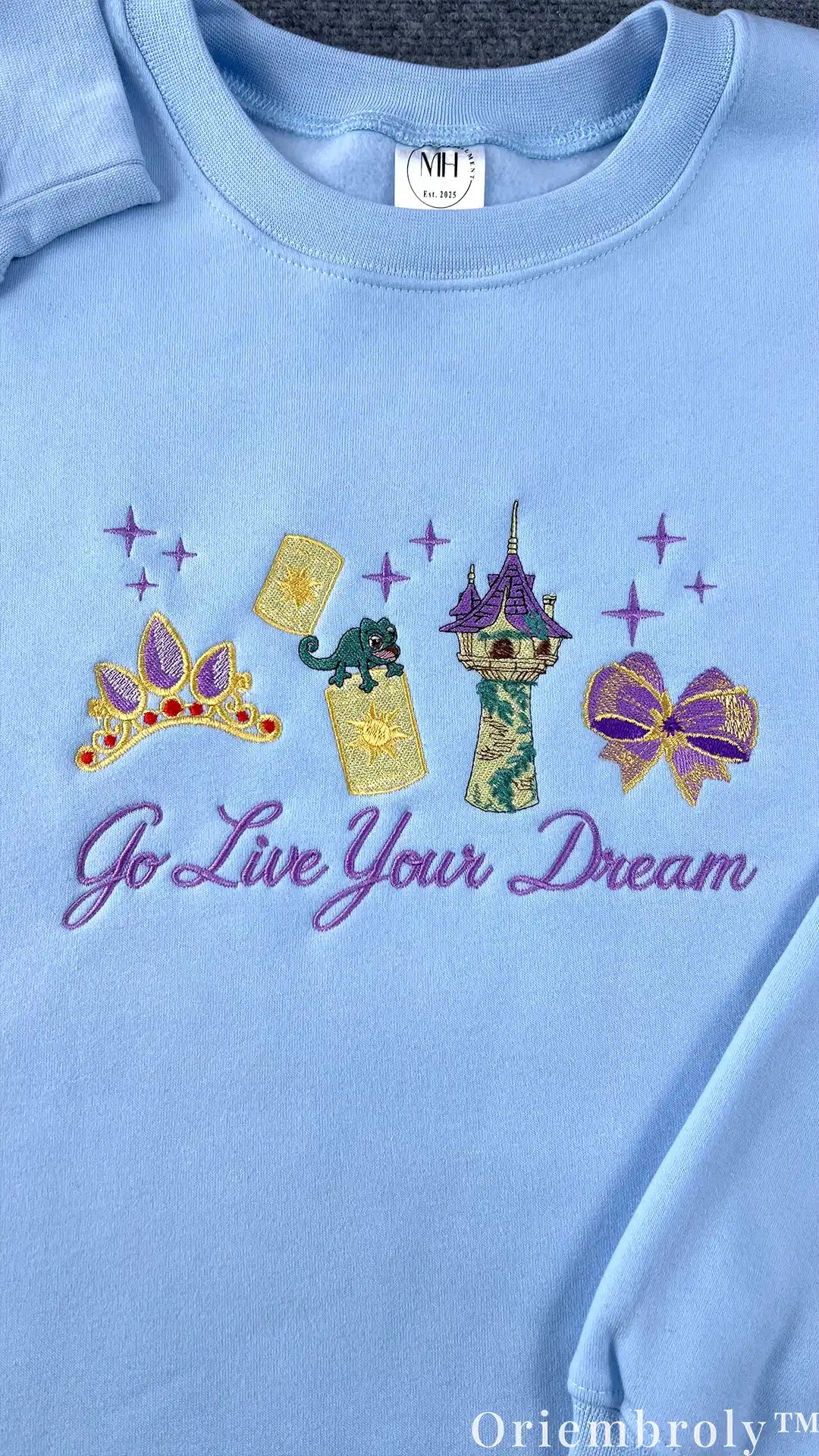 Tangled Rapunzel Embroidered Sweatshirt – Go Live Your Dream Pastel Princess Crewneck