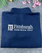 Descent PTMC Embroidered Quarter Zip – Retro Sci-Fi Gaming Pullover Navy Sweatshirt