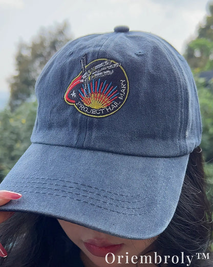 Hail Mary Mission Inspired Embroidered Vintage Washed Dad Hat – Sci-Fi Minimal Statement Cap
