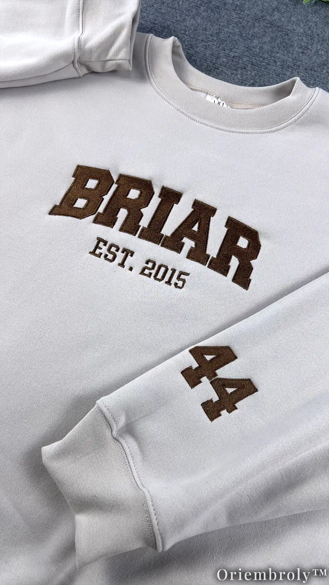Embroidered Collegiate Varsity Sweatshirt | University Inspired Fleece Crewneck