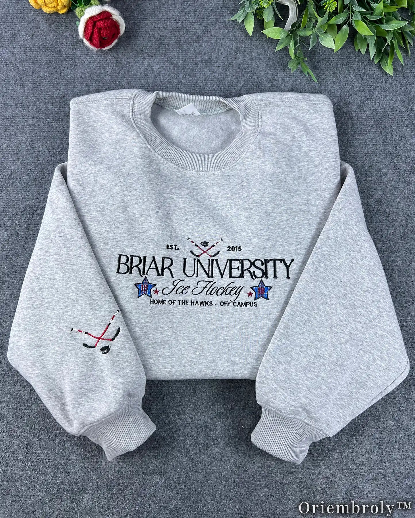 Briar University Hockey Embroidered Sweatshirt – Off Campus Romance Crewneck