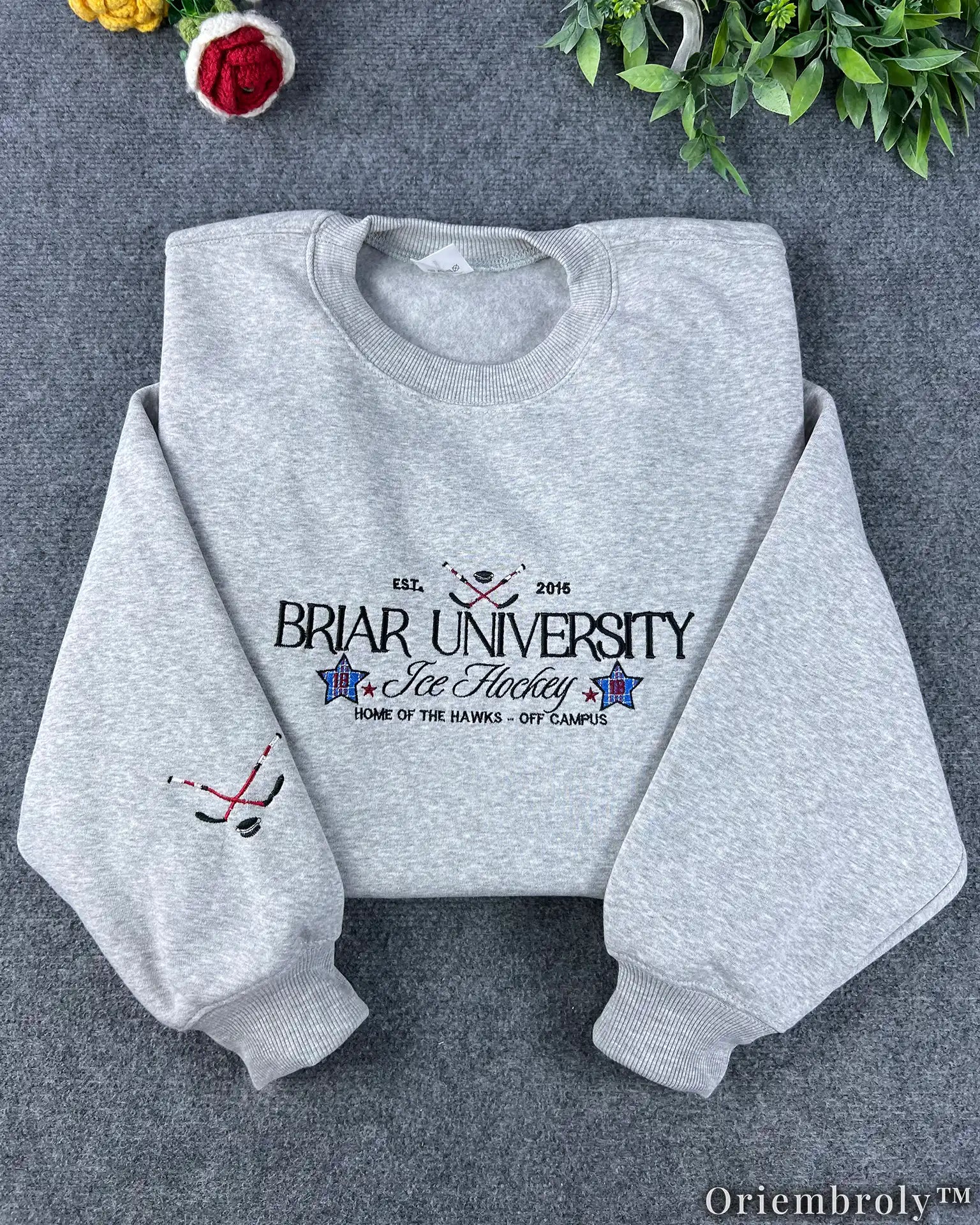 Briar University Hockey Embroidered Sweatshirt – Off Campus Romance Crewneck