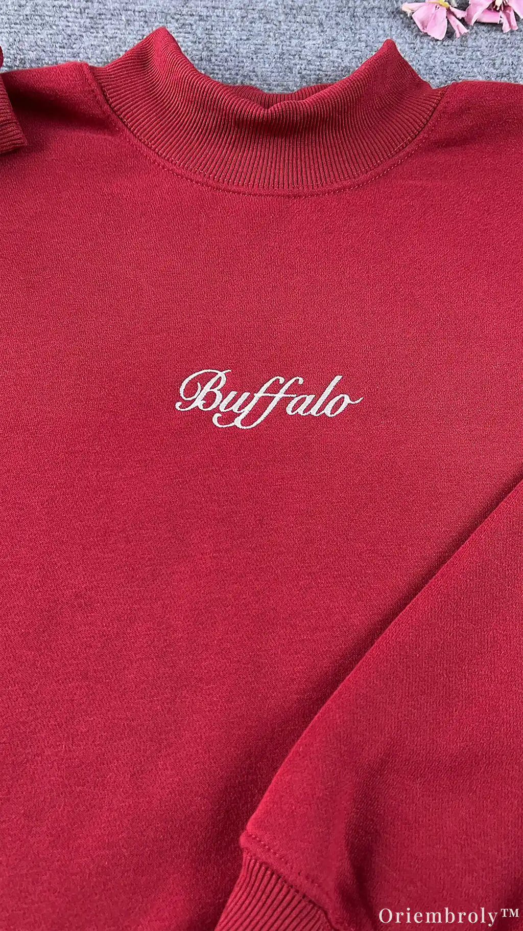 Buffalo Cursive Script Embroidered Mock-Neck Sweatshirt