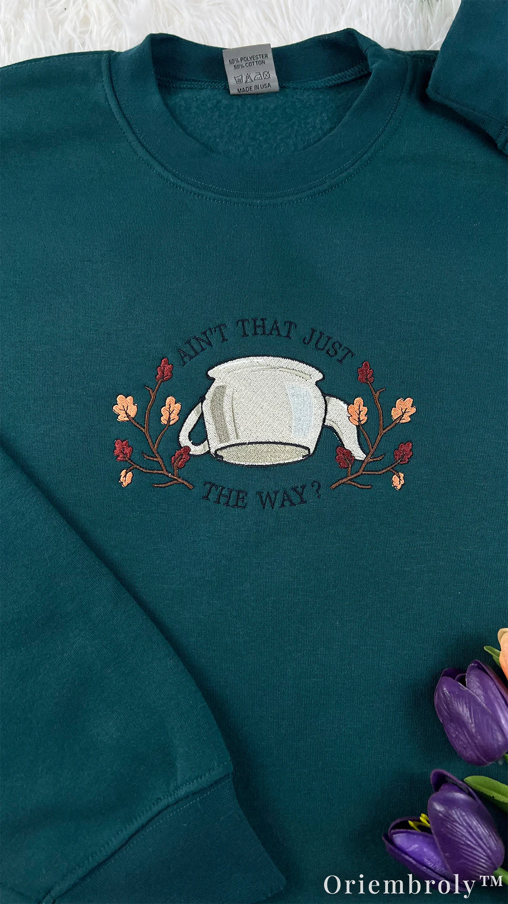 Pottsfield Harvest Festival Embroidered Sweatshirt | Gothic Pumpkin Skeleton Halloween Hoodie