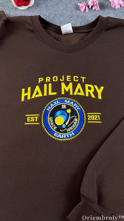 Minimal Space Mission Patch Embroidered Sweatshirt