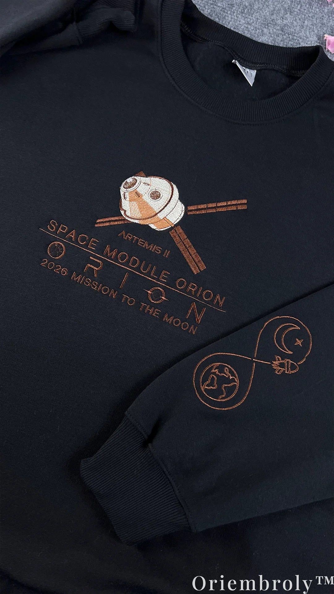 NASA Artemis II Orion Embroidered Sweatshirt – Moon Mission Crewneck