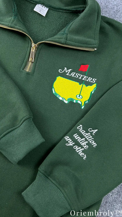 Masters Golf Embroidered Quarter Zip – Vintage Golf Pullover, Old Money Style