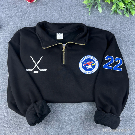 Briar University Hawks Quarter Zip Sweatshirt – Di Laurentis 66 Hockey Pullover
