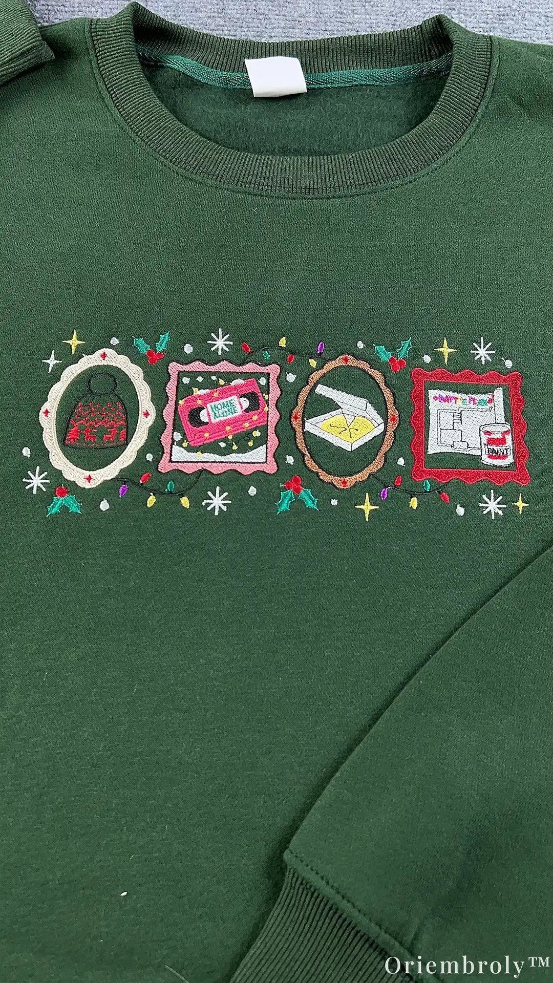 Retro Holiday Movie Night Christmas Icons Embroidered Crewneck Sweatshirt