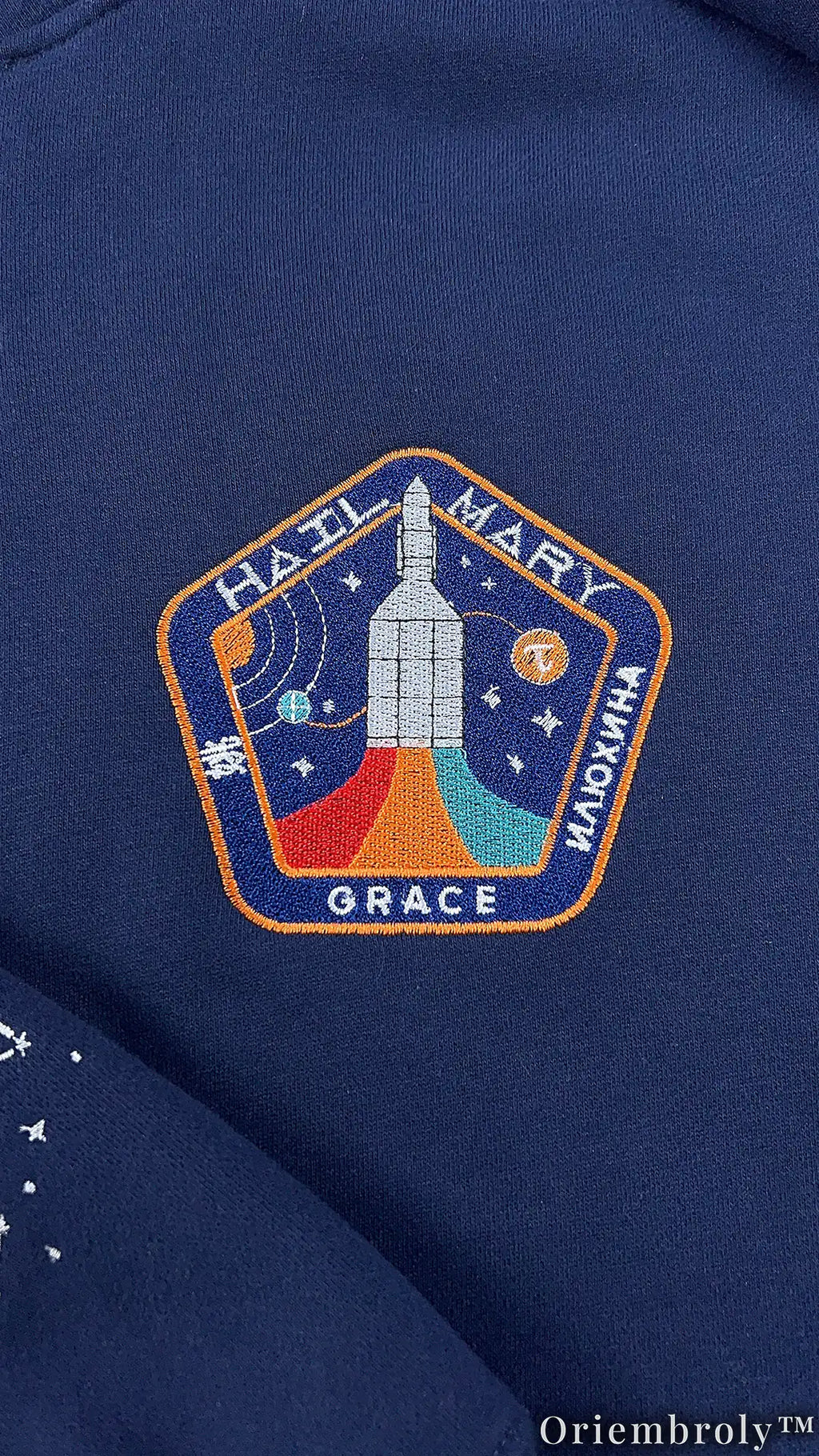 Space Mission Reader Embroidered Sweatshirt | Sci-Fi Book Lover Fleece Crewneck