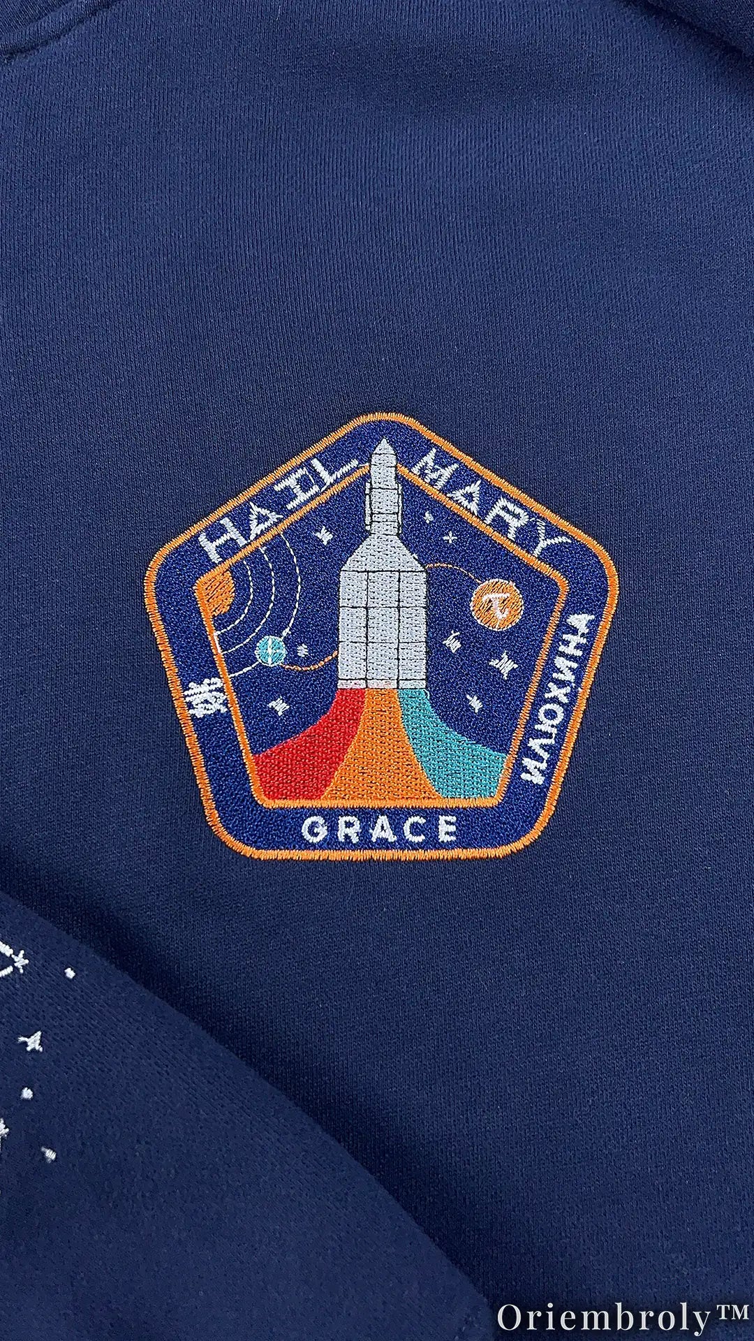 Space Mission Reader Embroidered Sweatshirt | Sci-Fi Book Lover Fleece Crewneck