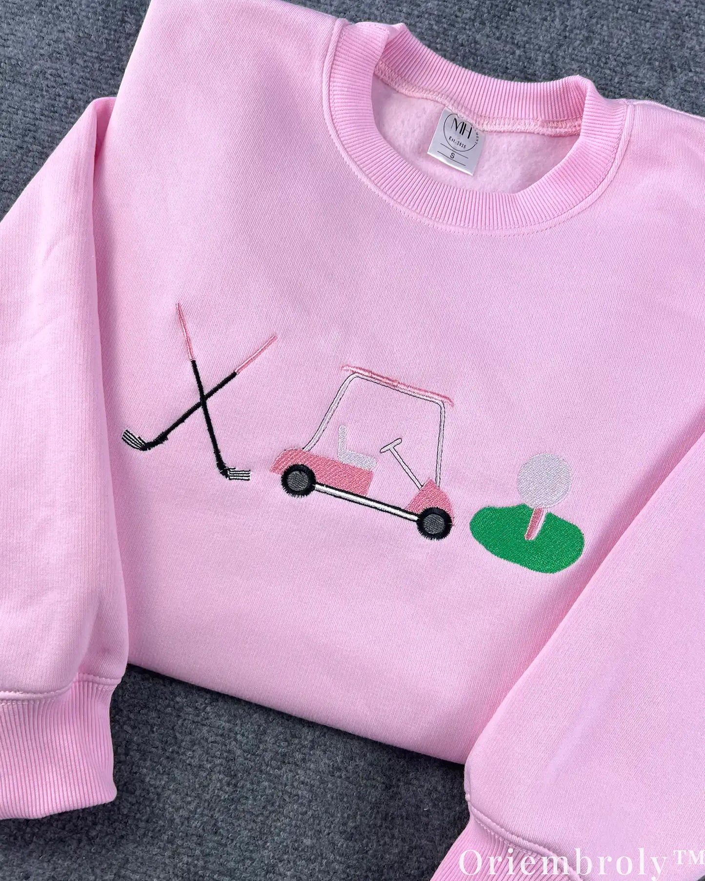 Preppy Golf Embroidered Sweatshirt – Pink Old Money Country Club Crewneck