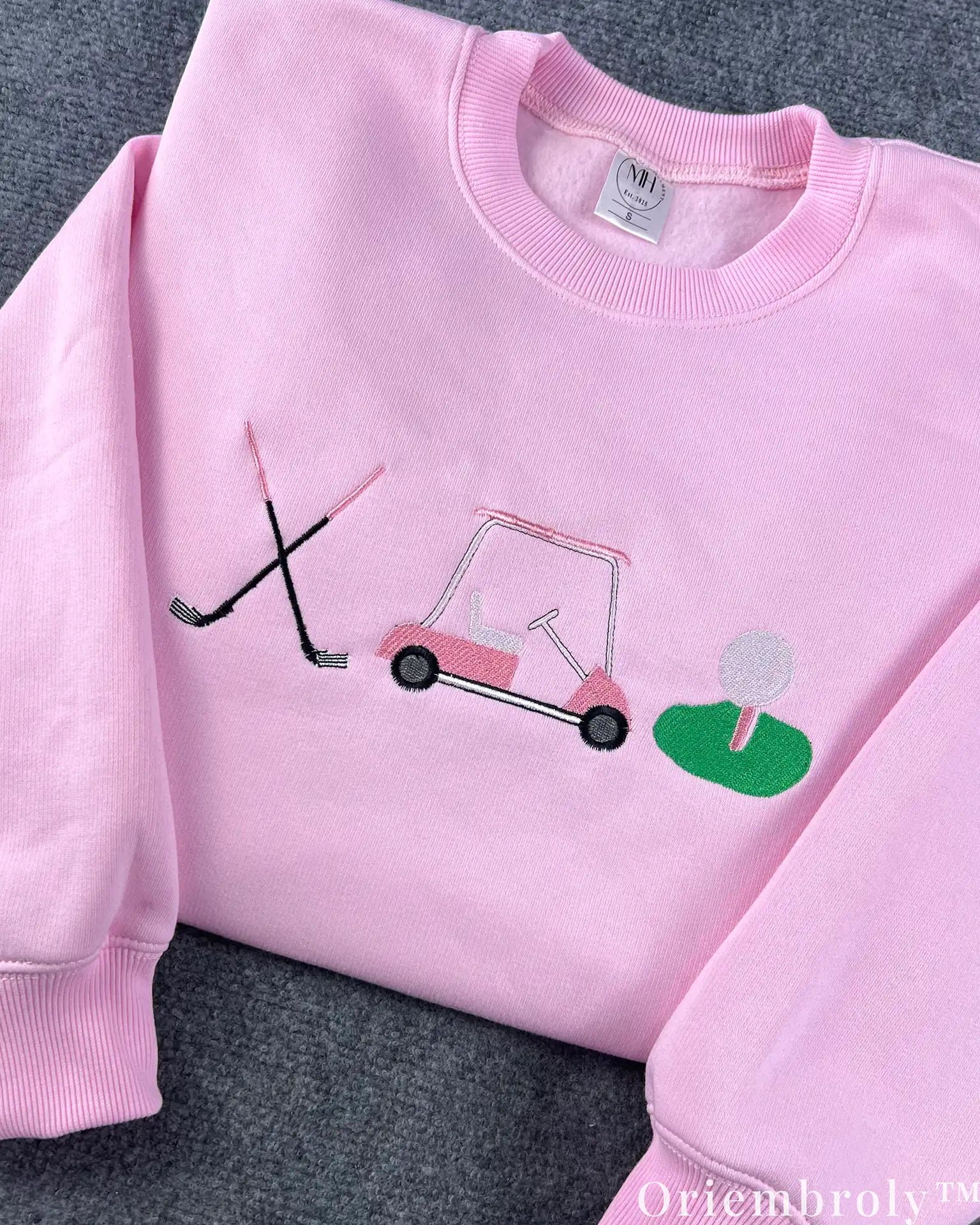 Preppy Golf Embroidered Sweatshirt – Pink Old Money Country Club Crewneck