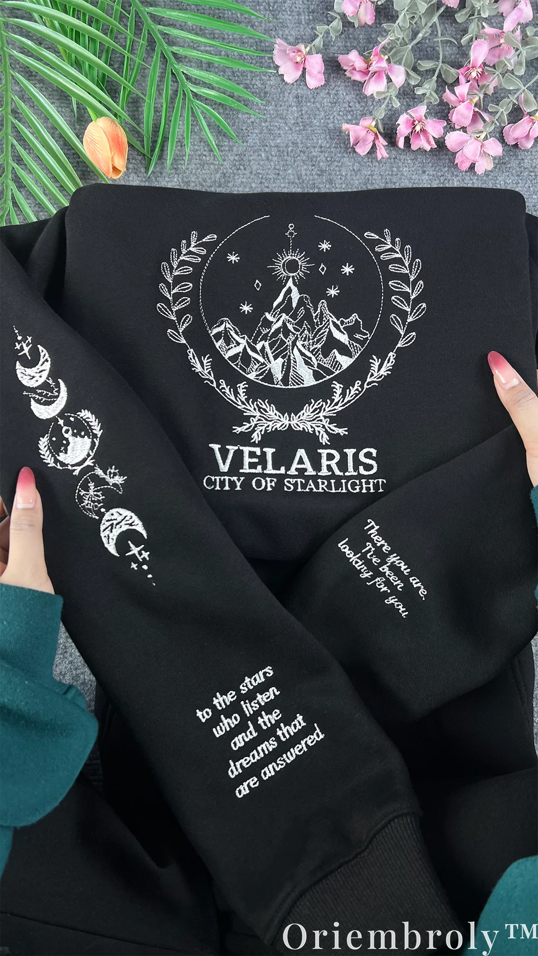Velaris City of Starlight Embroidered Hoodie – ACOTAR Night Court Bookish Sweatshirt
