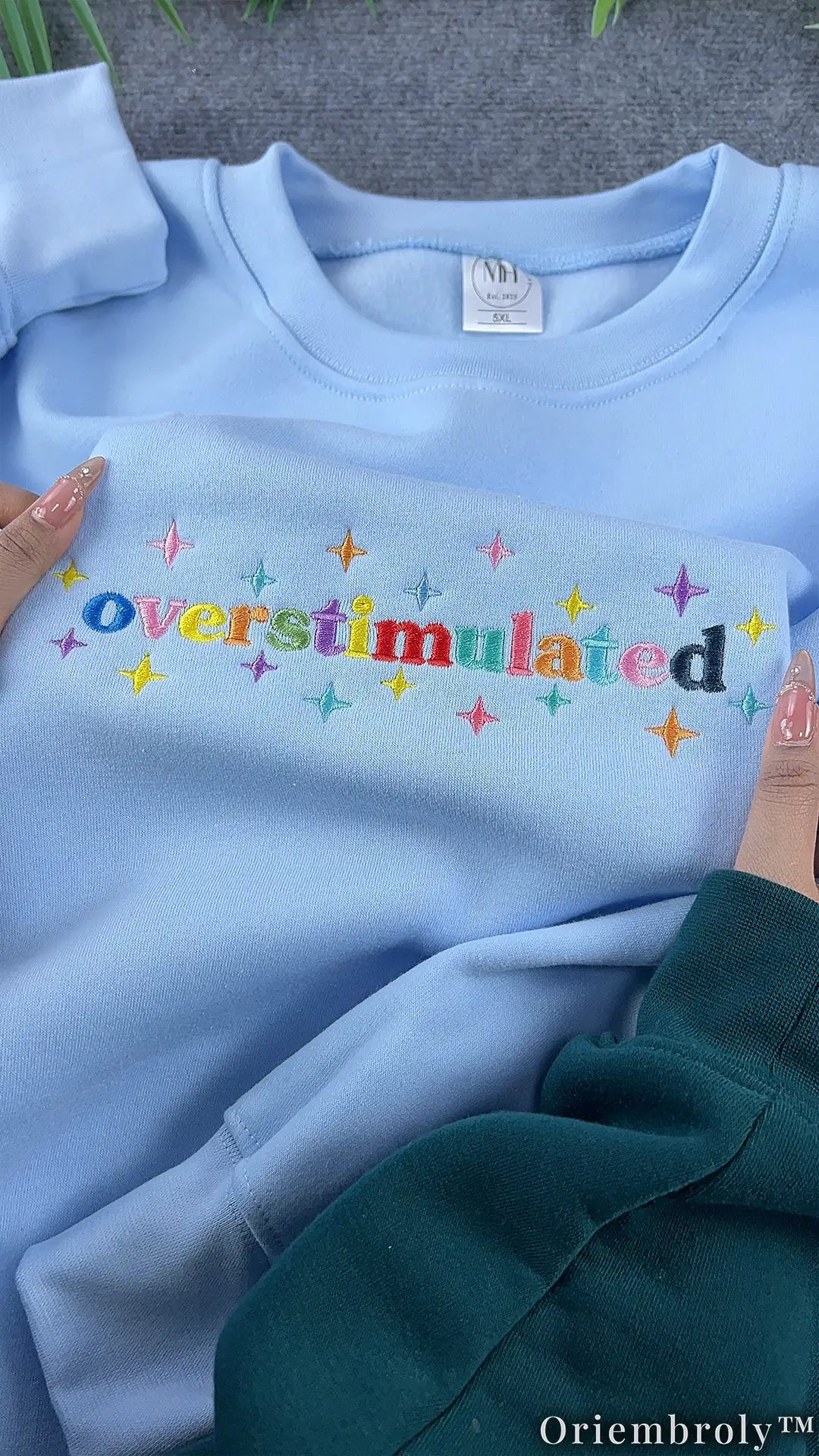 Overstimulated Embroidered Sweatshirt | Minimalist Unisex Fleece Crewneck
