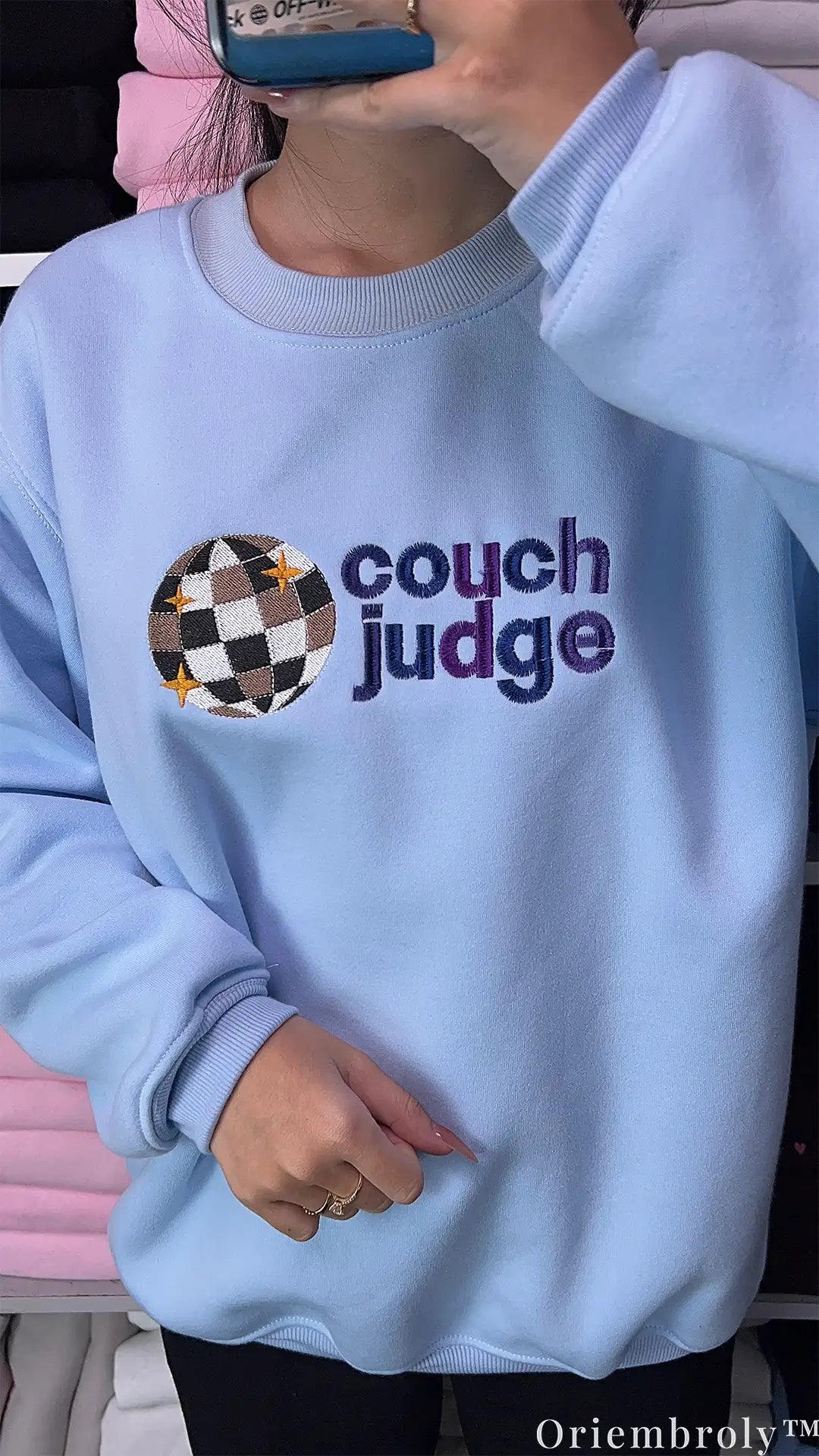 Couch Judge Disco Ball Reality TV Fan Embroidered Crewneck Sweatshirt