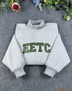 Custom Arched Varsity Collegiate Embroidered Oversized Mock Neck Sweatshirt