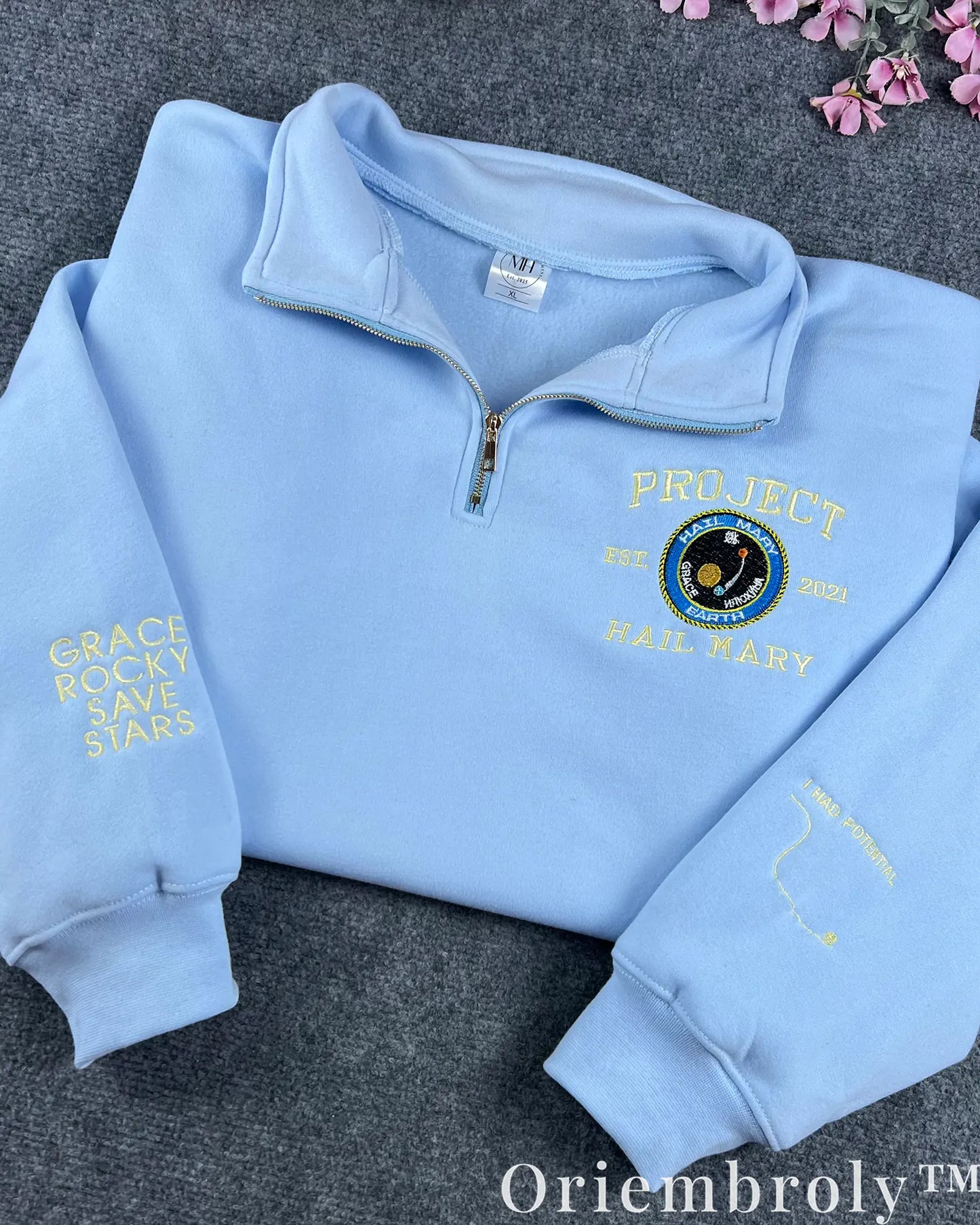 Project Hail Mary Embroidered Quarter Zip – Sci-Fi NASA Patch Space Sweatshirt