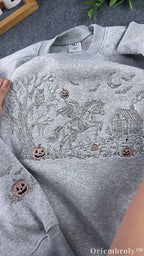 Headless Horseman Embroidered Sweatshirt – Sleepy Hollow Halloween Crewneck, Vintage Pumpkin Ghost Story Pullover