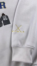 Embroidered College Varsity Sweatshirt | Bookish Campus Fleece Crewneck