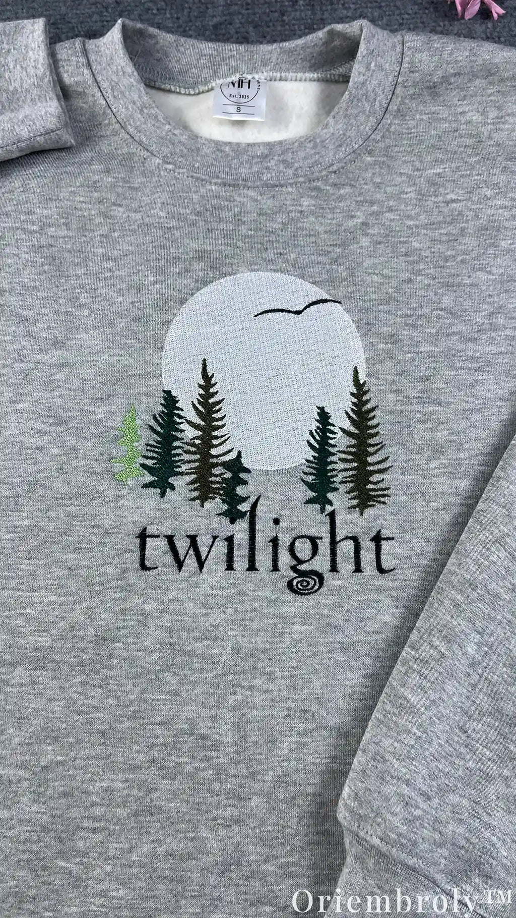 Twilight Forks Washington Embroidered Sweatshirt – Vintage Forest Moon Crewneck