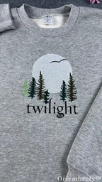 Twilight Forks Washington Embroidered Sweatshirt – Vintage Forest Moon Crewneck