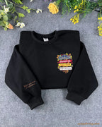 Stars Hollow Directional Signpost Embroidered Red and Black Crewneck Sweatshirt
