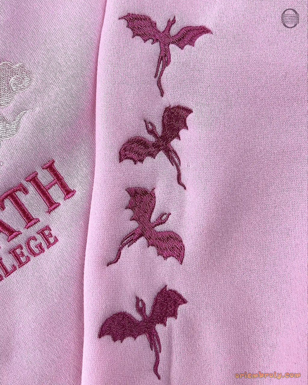 Fly Or Die Dragon Basgiath War College Embroidered Soft Pink Sweatshirt