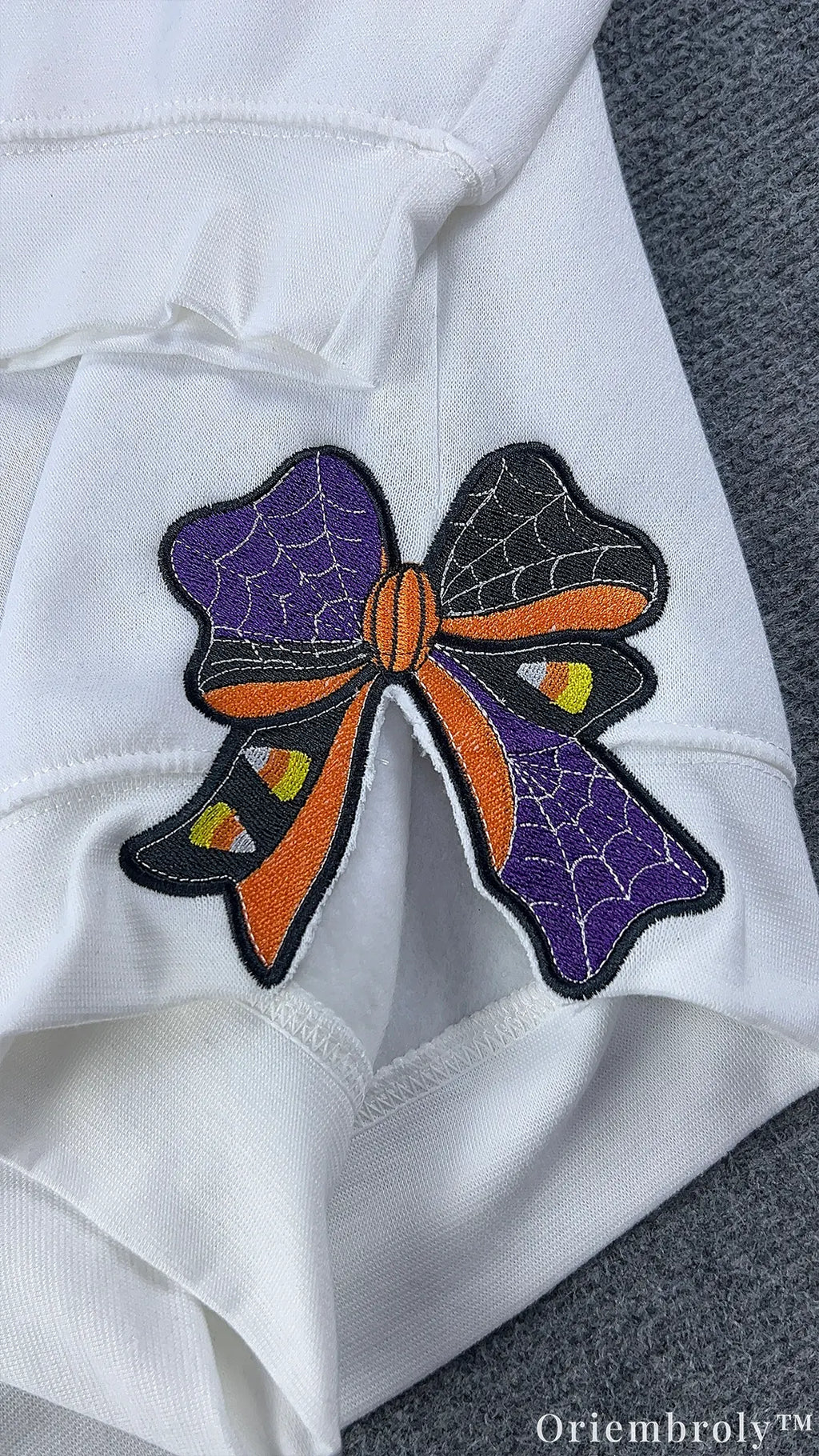 Side Bow Halloween Embroidered Sweatshirt – Vintage Witch Book Crewneck