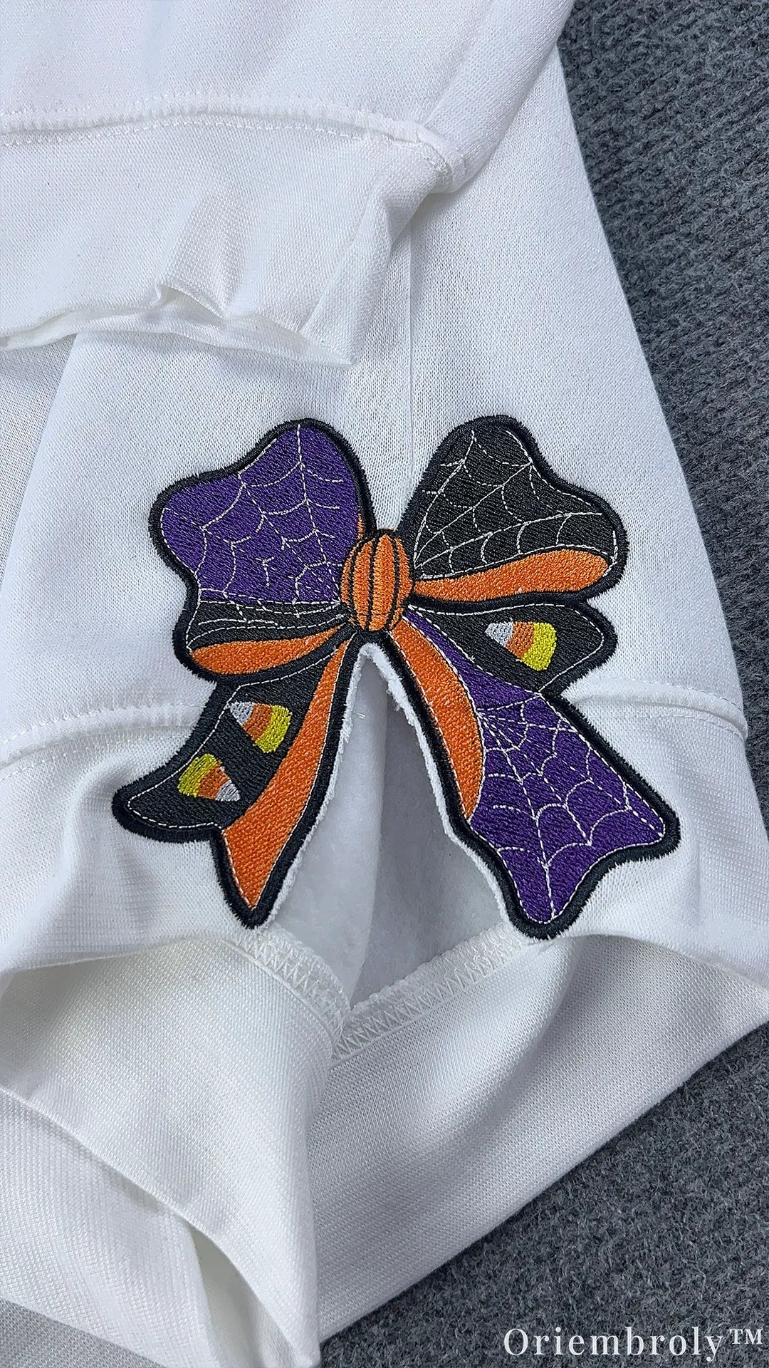 Side Bow Halloween Embroidered Sweatshirt – Vintage Witch Book Crewneck