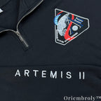 NASA Artemis II Embroidered Quarter Zip – Space Mission Pullover Sweatshirt