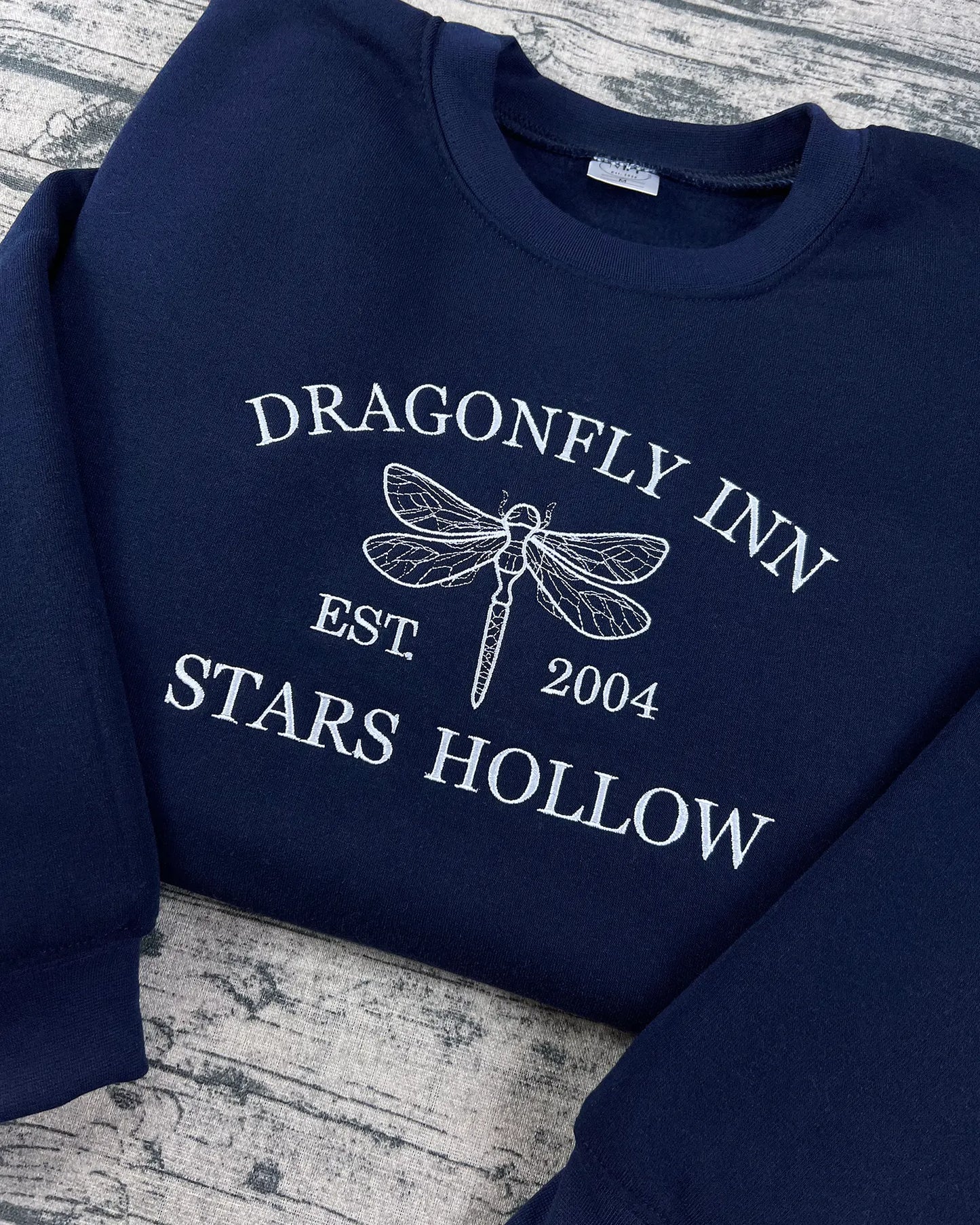 Dragonfly Inn Stars Hollow Embroidered Sweatshirt – Gilmore Girls Inspired Cozy Crewneck