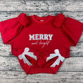 Merry and Bright Glitter Bow Embroidered Sweatshirt