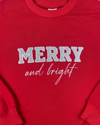Merry and Bright Glitter Bow Embroidered Sweatshirt