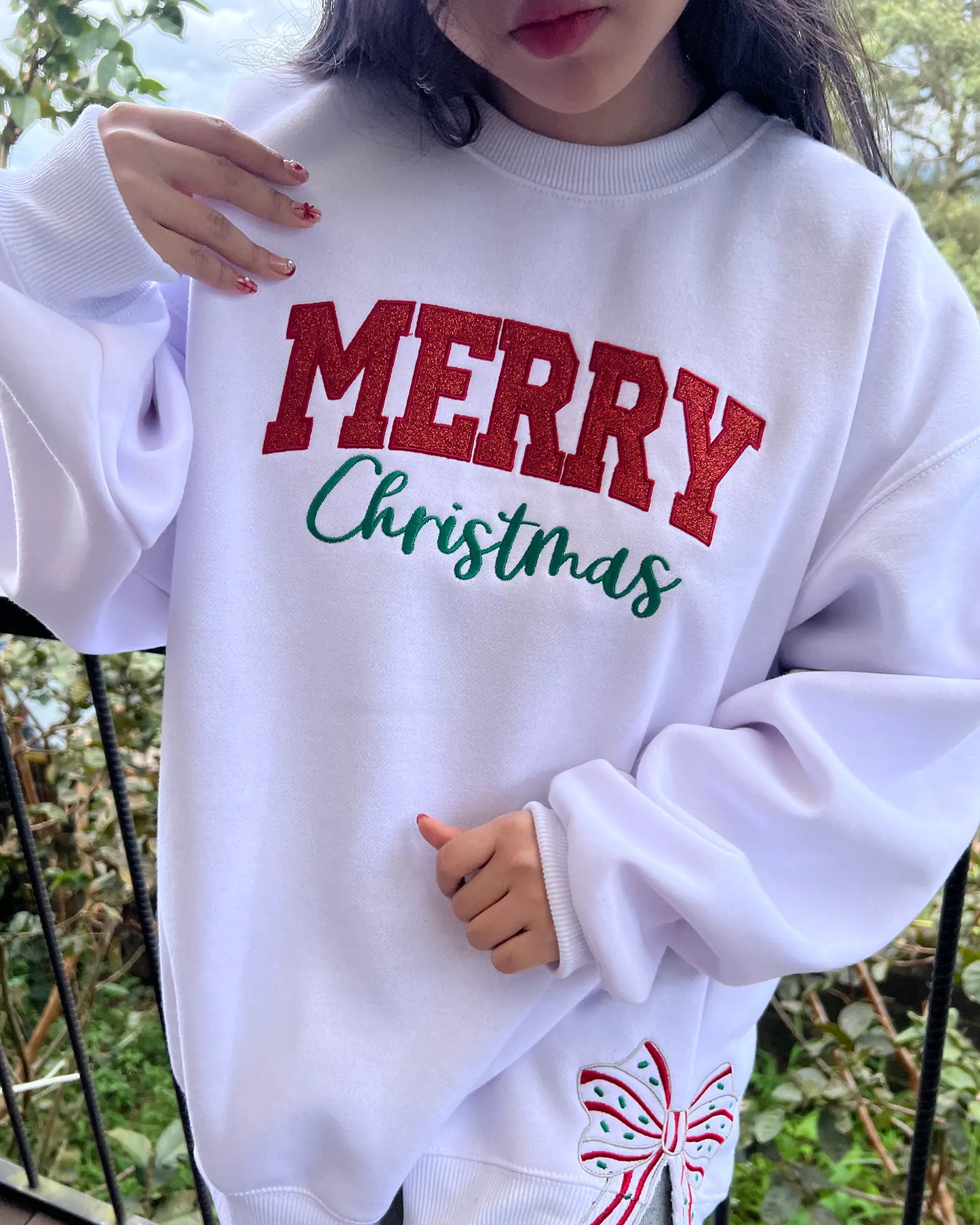 Merry Christmas Side Bow Sweatshirt