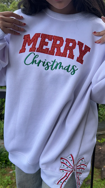 Merry Christmas Side Bow Sweatshirt